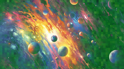 Colorful abstract cosmic nebula with dark hole © Beethi