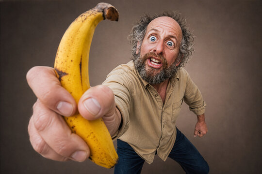 Senior mit Banane
