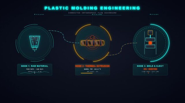 Plastic Molding Engineering Infographic Flow Dashboard