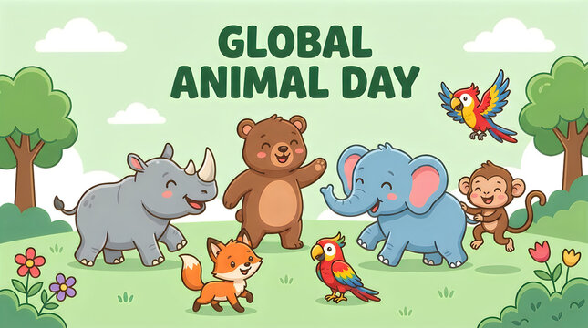 Global Animal Day Celebration with Cute Animals