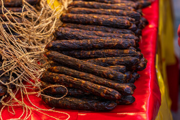 Obraz premium Chinese Sausage at Dihua Street Market