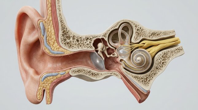 Detailed anatomical cross-section of the human ear and its internal structures anatomy external ear