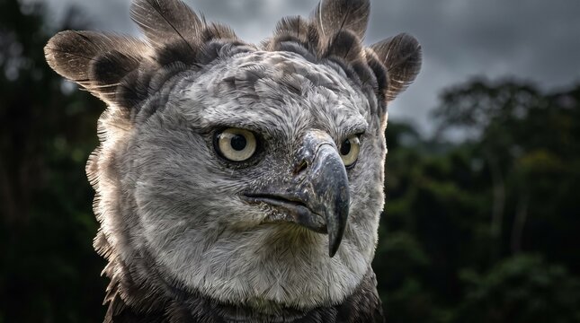 Close up portrait of a fierce Brazilian harpy eagle