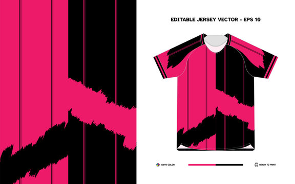 Pink and black brush stroke design sports jersey template for custom t shirt printing and branding