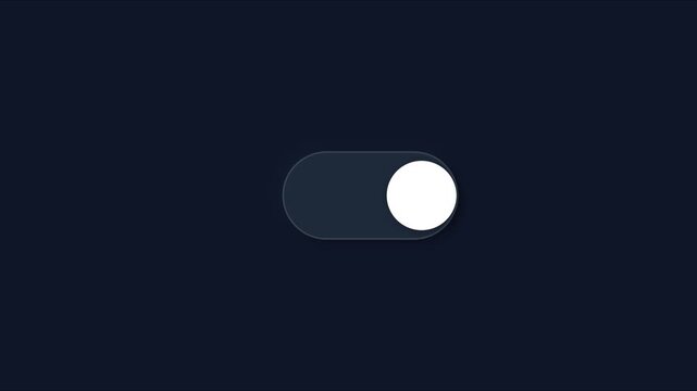 Interactive ui toggle switch animation: minimalist dark mode button activation for mobile apps and web 4k