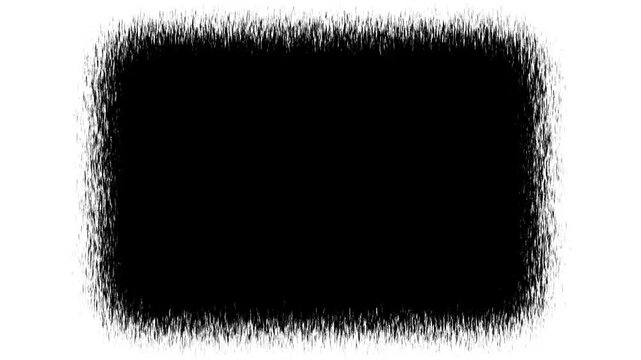 Dynamic ink blot transition effect, abstract grunge brush stroke reveal, black paint splatter overlay.