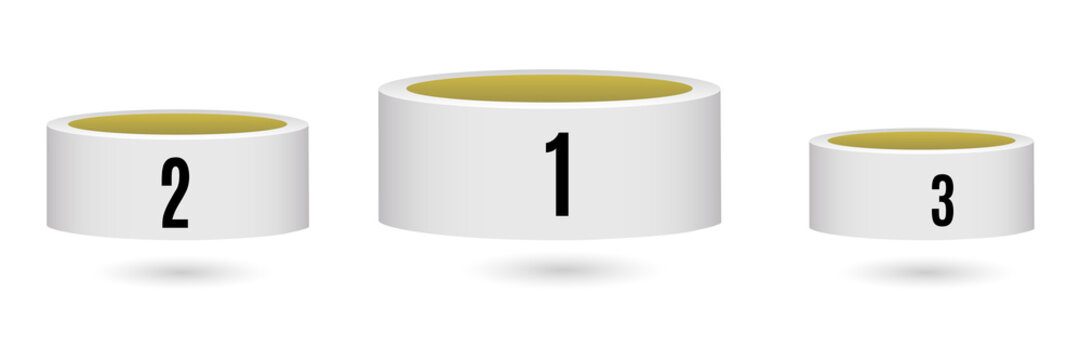 Podium with gold medals ranked first to third place on transparent background
