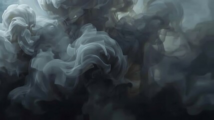 Obraz premium Volumetric Grey Smoke Abstract Cloud with Dramatic Light and Shadows