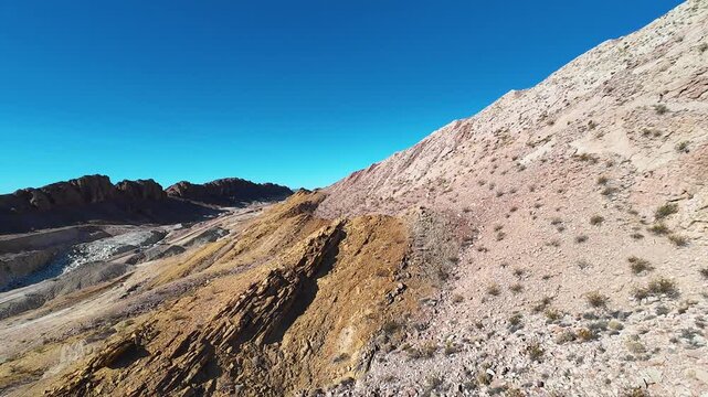 Aerial FPV Desert Ridge Lava Butte Road Las Vegas Nevada Fly Through