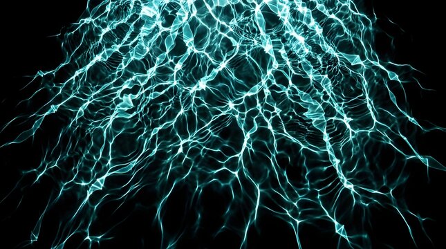 Abstract water caustic ripples light patterns on a deep black background
