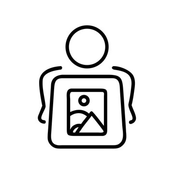 Photography and image collection outline vector icon, photo storage concept.