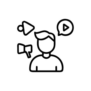 Influencer marketing and content creation outline vector icon for social media.