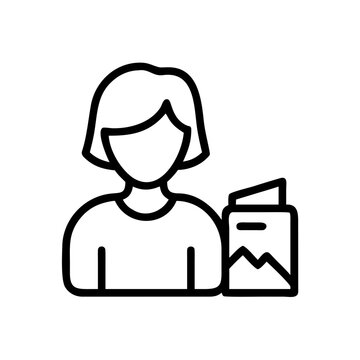Female photographer and photo editor outline vector icon, creative services.