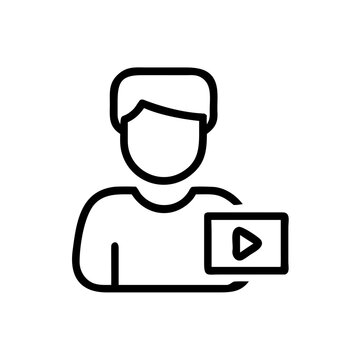 User icon holding a video play button icon signifying content creator or viewer.