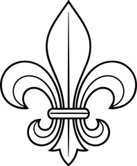Traditional heraldic fleur de lis symbol in black outline style. © RIDOY