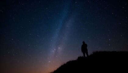 Fototapeta premium Starry night sky silhouette against sky macro detail shot