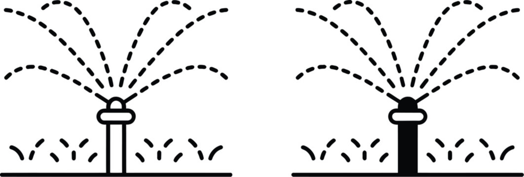 Lawn sprinkler icon representing garden irrigation, grass watering, landscaping, outdoor maintenance, and residential gardening systems.