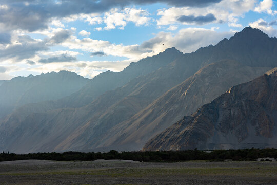 Mountain View Across Hunder Sand Dunes, Nubra Valley, Ladakh, India

