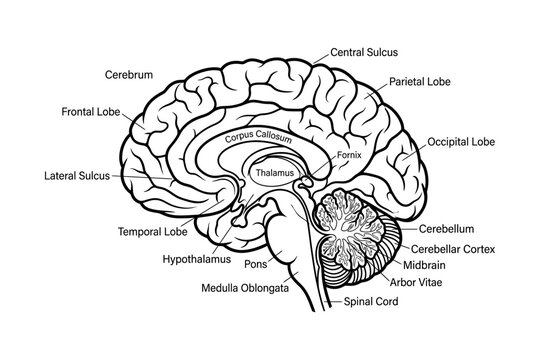 Human Brain Anatomy Infographic Vector