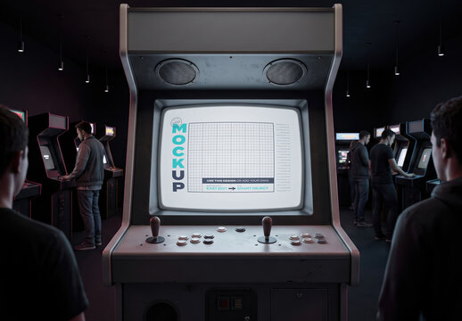 Retro Arcade Cabinet Screen Mockup