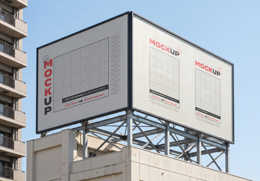 Rooftop Double Billboard Mockup