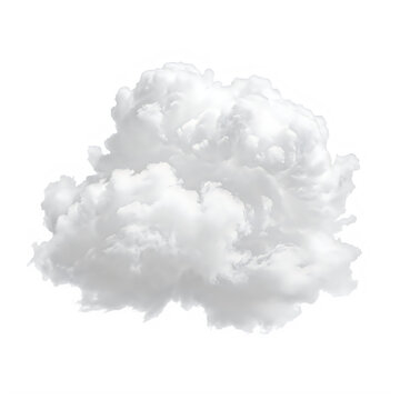 Single fluffy white cloud isolated on a plain background for weather and nature design projects