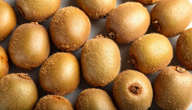 Fresh Golden Kiwi Fruits Pile Top Down Macro View