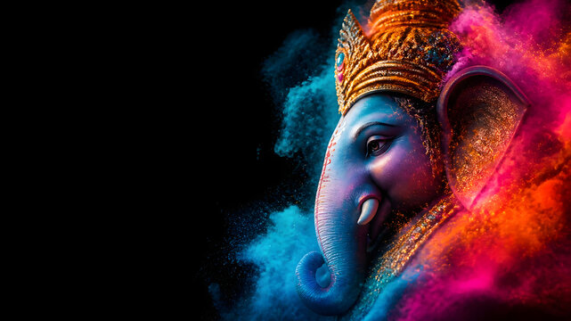 Goddess Ganesh festival background with copy space 