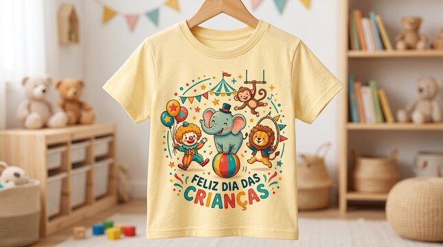 Childrens Day Circus Theme Illustration with Elephant Clown Lion Monkey and Balloons