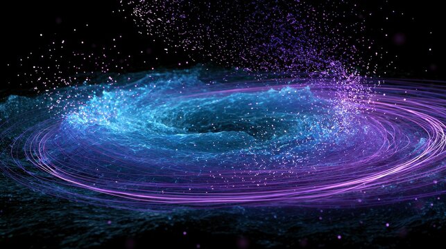 Abstract neon whirlpool with blue and purple light
