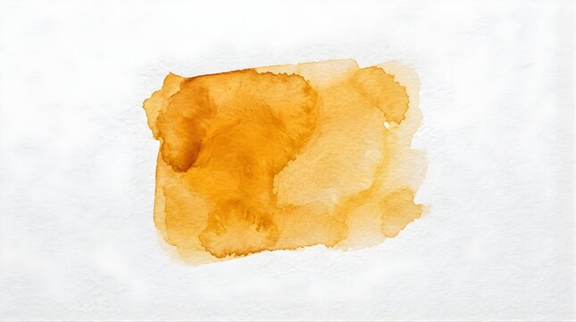 Abstract amber watercolor wash texture on white textured paper background