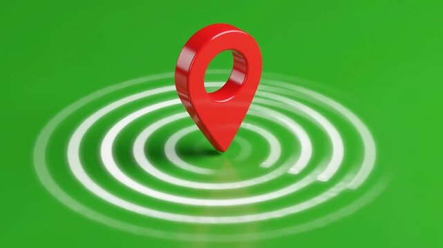 3D Map Pin Bouncing on Green Screen