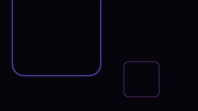 Minimalist neon square frames pulsing on dark animation 4k background, for modern motion, and abstract digital