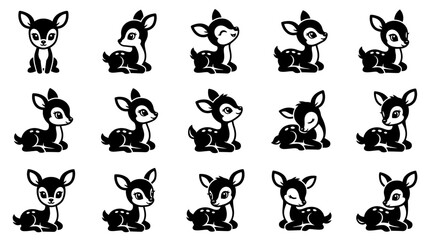 Naklejka premium Cute Deer Collection Vector Illustration.