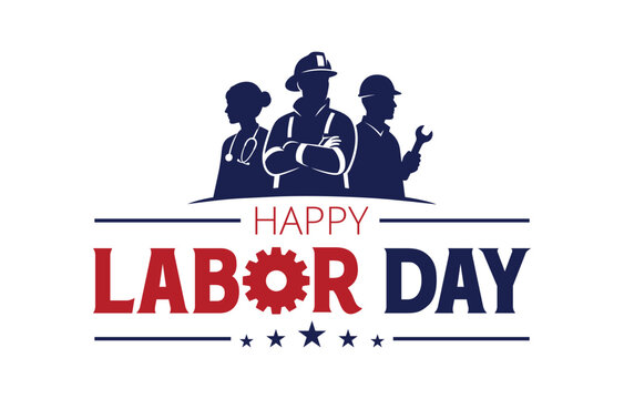 USA Happy Labor Day Worker Silhouette Typography design