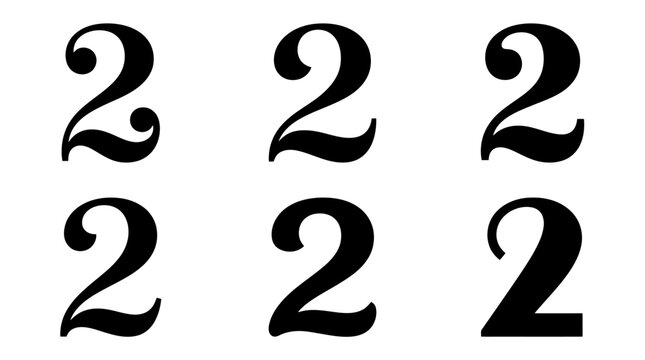 Serif and decorative number two set.