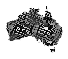 Australia map silhouette with a textured crosshatch pattern © MDSakib