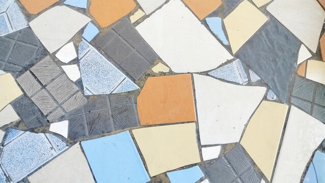 broken ceramic tile mosaic floor background texture