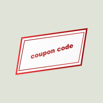 Red rectangular coupon code label with bold border for online shopping and retail sales promotion