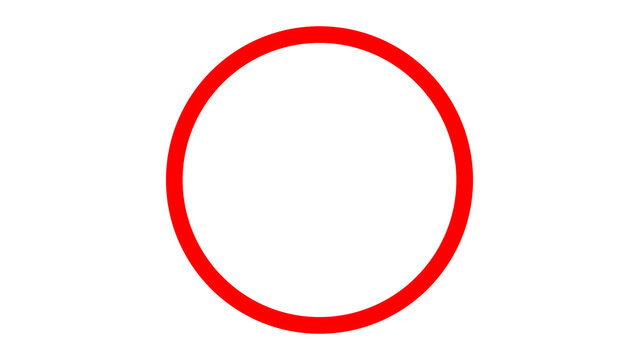 Simple bold red circle outline isolated on white background with red ring shape round border red frame geometric abstract minimalist background isolated template