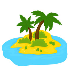 Small tropical island with palm trees surrounded by blue water suitable for beach vacation summer travel paradise nature and tropical themes © Oksana