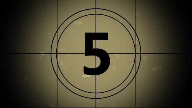 10 seconds old film countdown animation with black background. Vintage countdown movie from 10 to 0 number. 10 seconds countdown from ten to zero. digital timer, Clock and watch.
