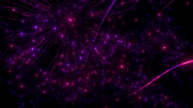 Abstract neural network with glowing pink synapses firing electrical impulses brain cells neuron connections glow light neuroscience synaptic transmission