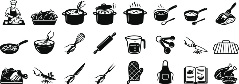  Thanksgiving Cooking Icons Collection for Holiday Feast Design