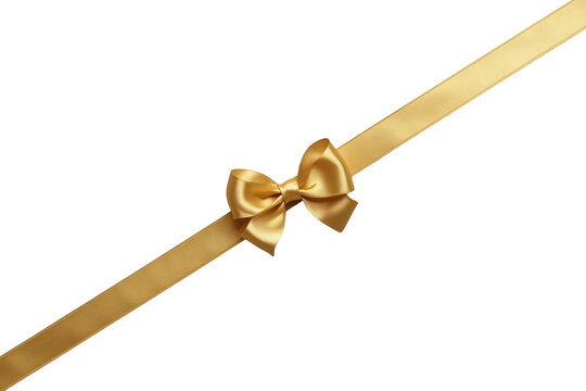 Diagonal golden ribbon with small satin bow