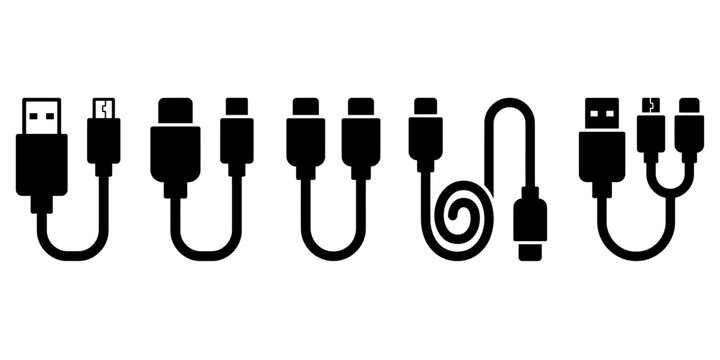 Assorted usb cables with different connectors
