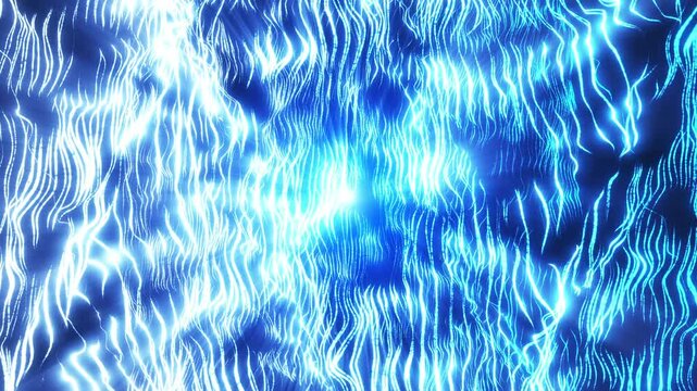 Abstract blue electric waves and glowing light streams converging around a radiant core, creating a futuristic energy background with dynamic motion and technology concepts.