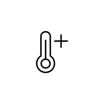 Temperature Increase Thermometer Plus Line Icon
