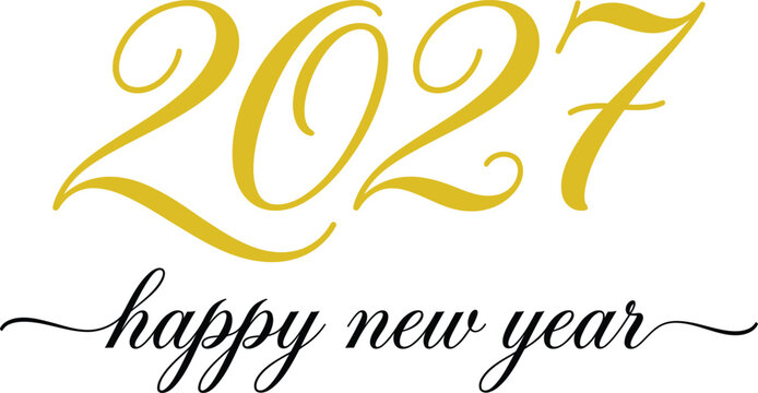 2027 Happy New Year script typography design