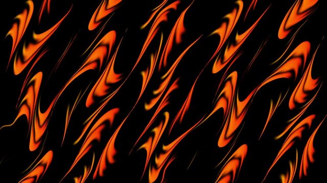 Dynamic Abstract Orange Flowing Waves on Black Background &ndash; Seamless Loop